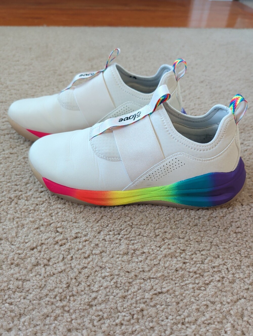 Clove White Slip-On Sneakers with Rainbow Sole